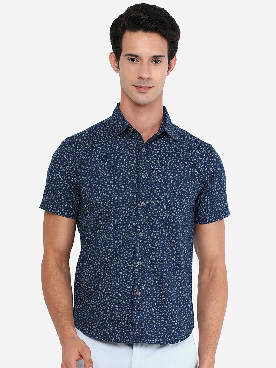 

Greenfibre Men Floral Printed Slim Fit Cotton Casual Shirt, Blue