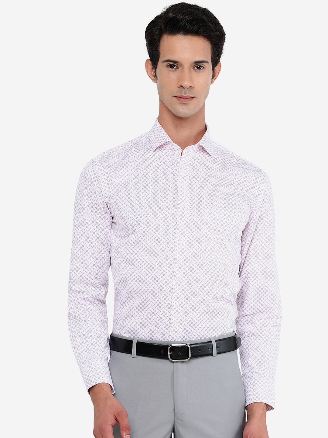 

JADE BLUE Men Pink Printed Formal Cotton Shirt