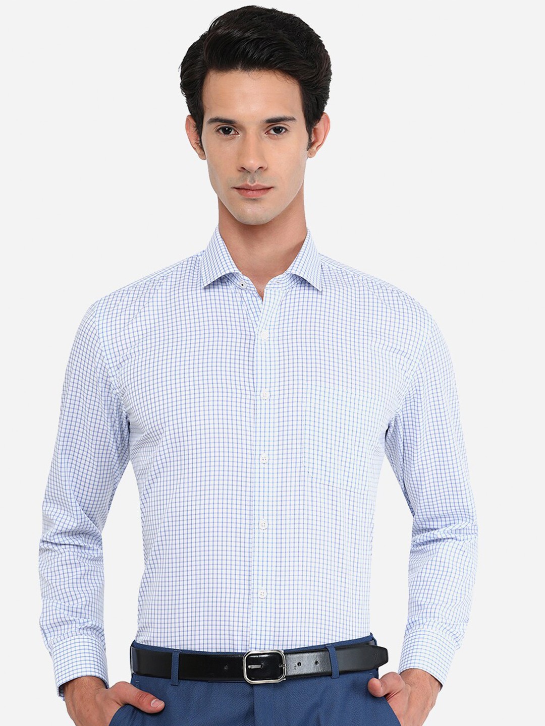 

JADE BLUE Men Blue Pure Cotton Formal Shirt
