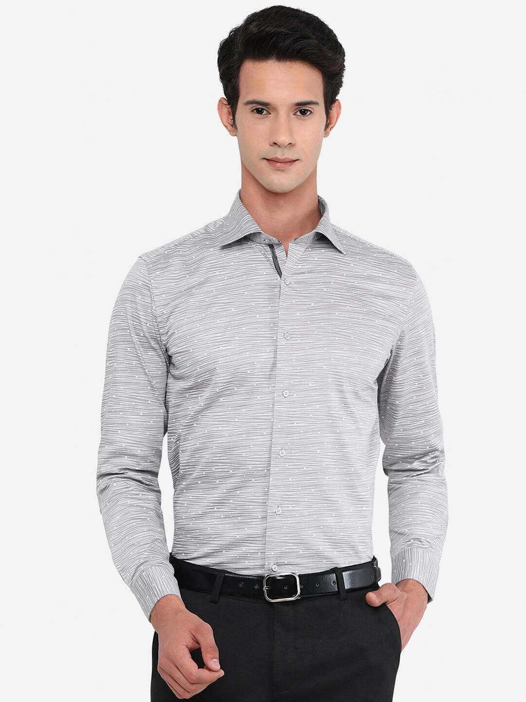 

JB STUDIO Men Grey Slim Fit Printed Formal Shirt