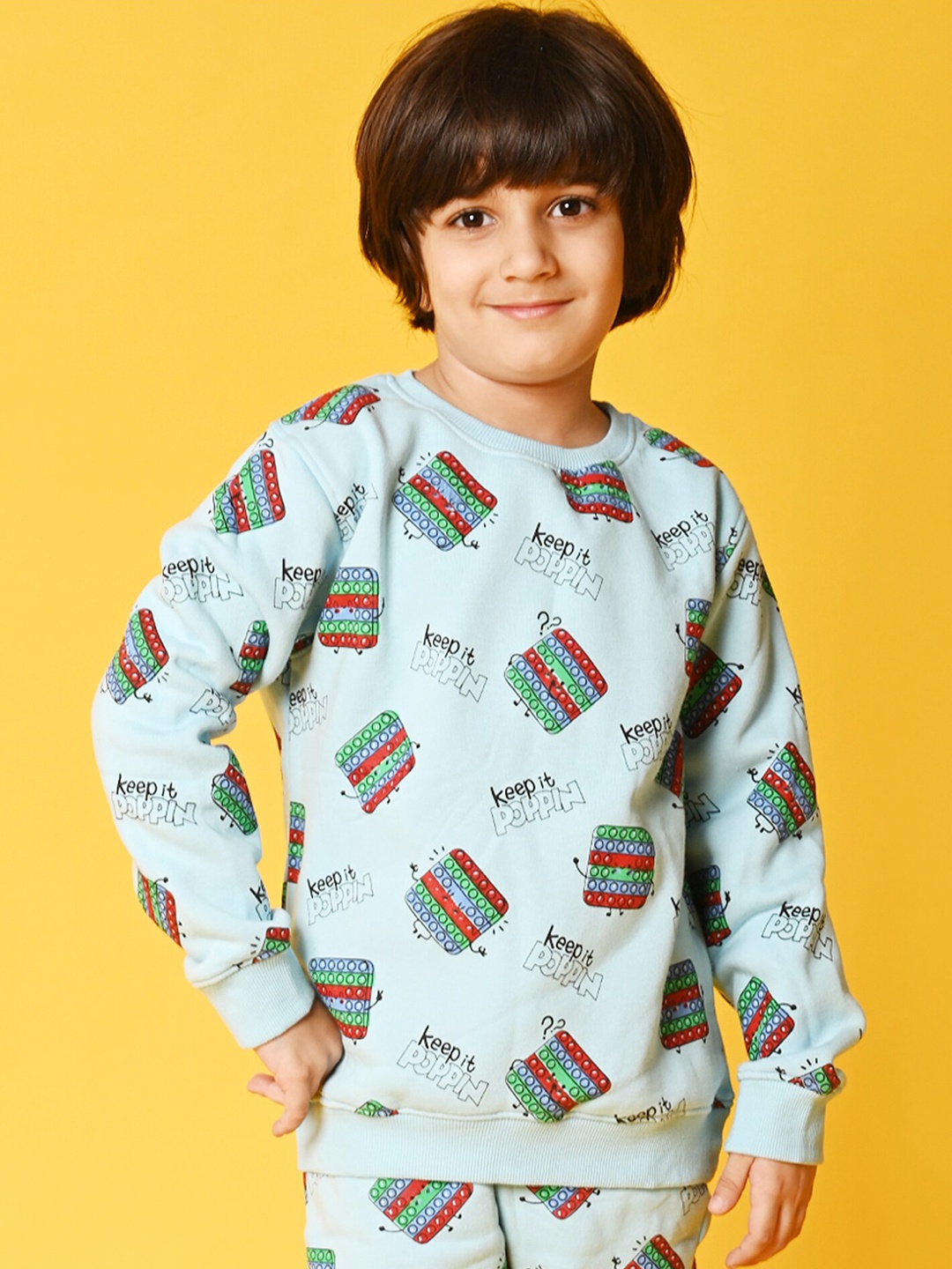 

Anthrilo Boys Blue Fleece Printed Sweatshirt