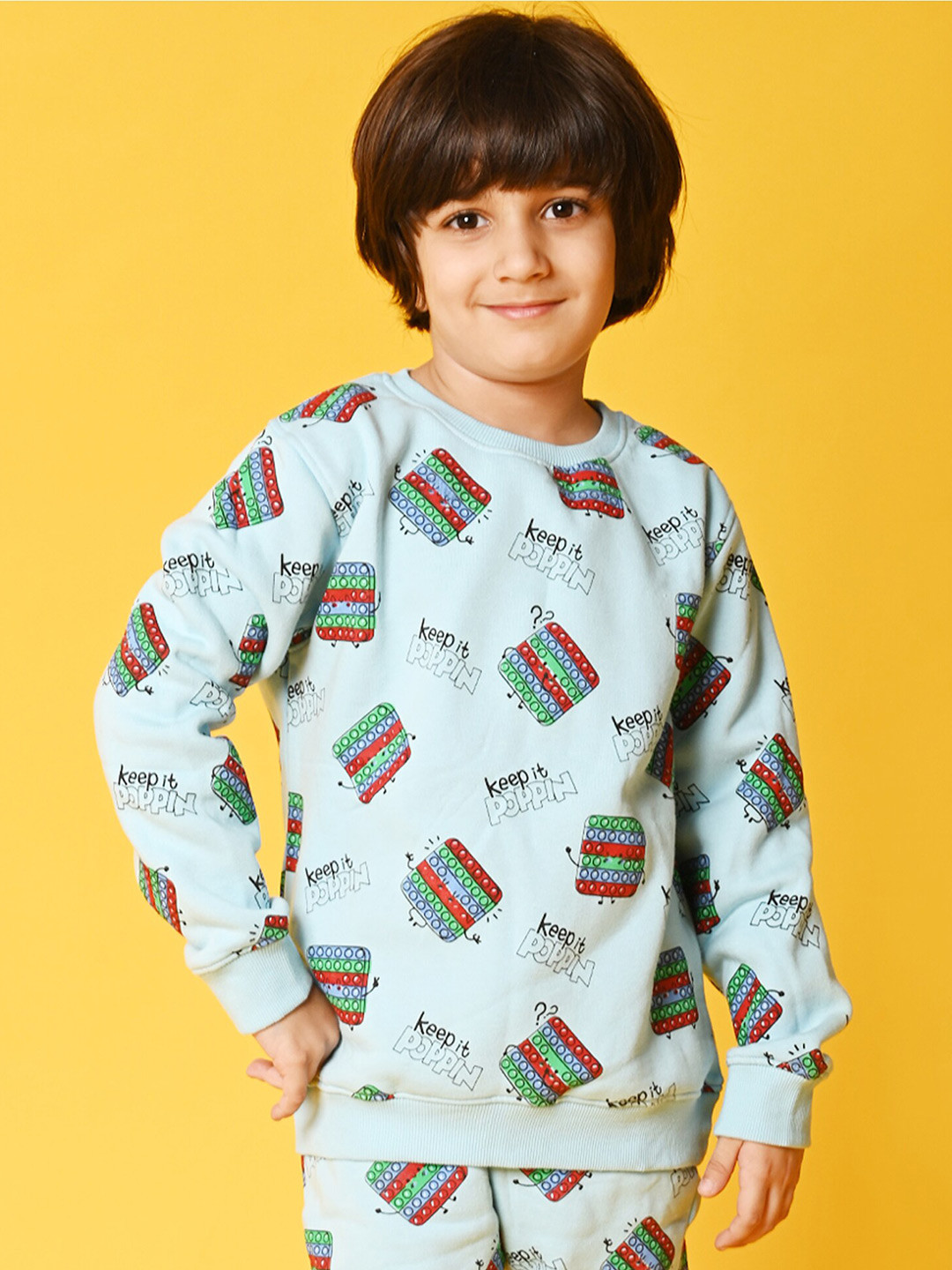 

Anthrilo Boys Blue Fleece Printed Sweatshirt