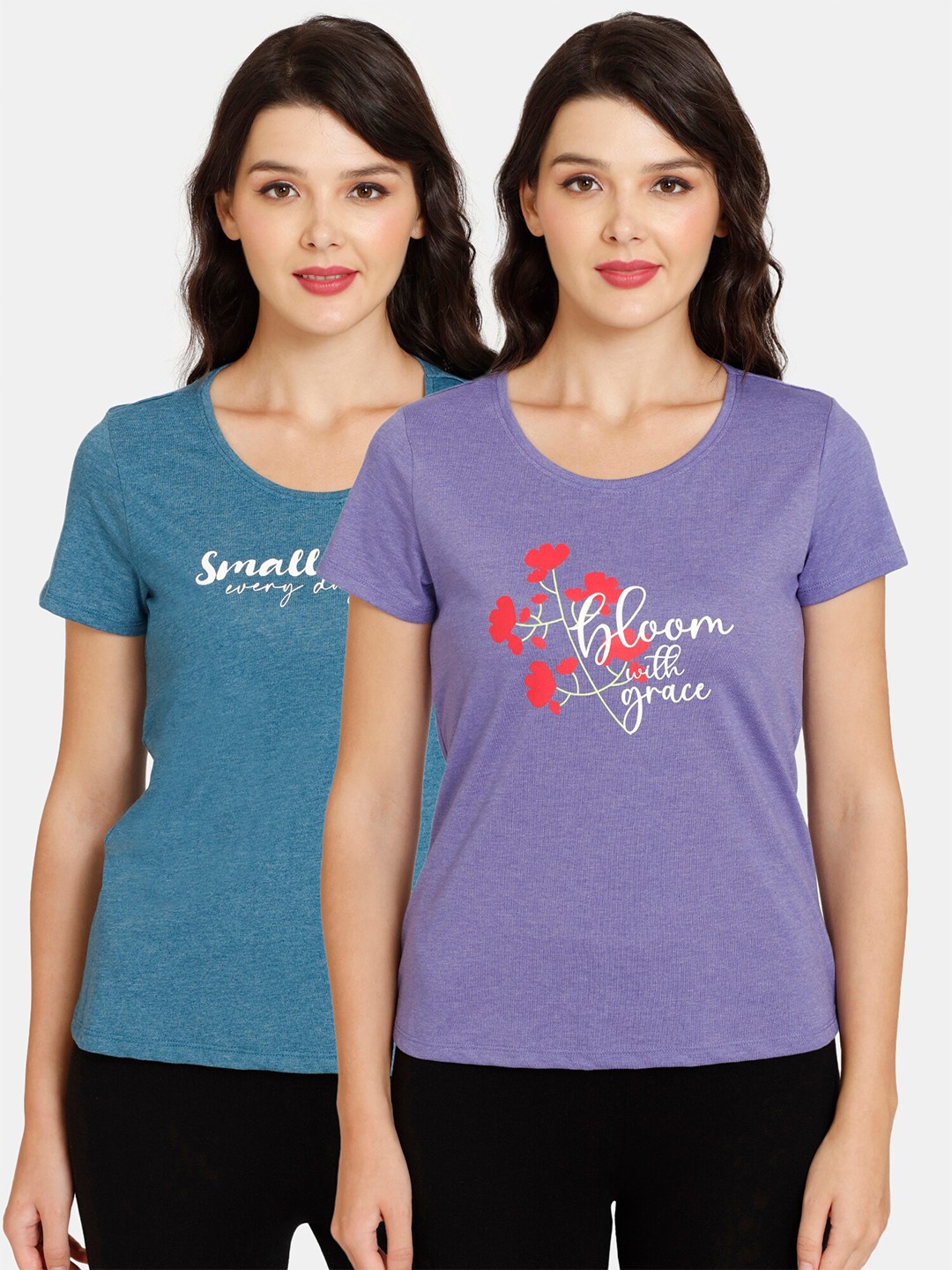 

Rosaline by Zivame Set of 2 Purple & Blue Print Top