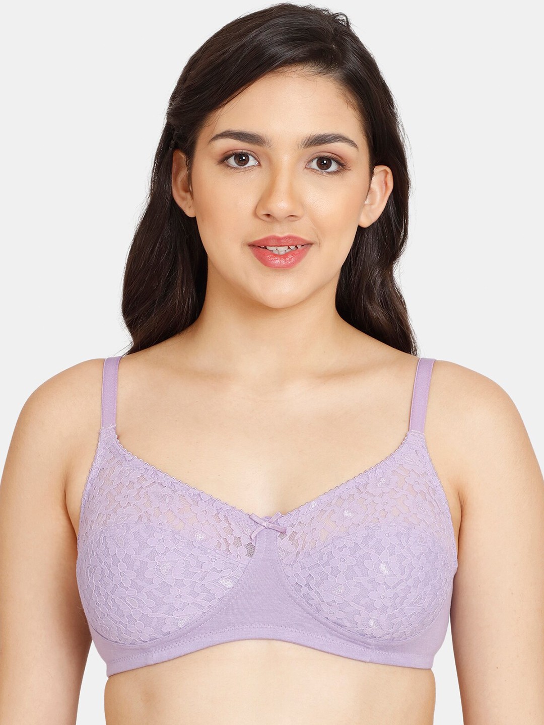 

Rosaline by Zivame Purple Non Padded Super Support Floral Bra