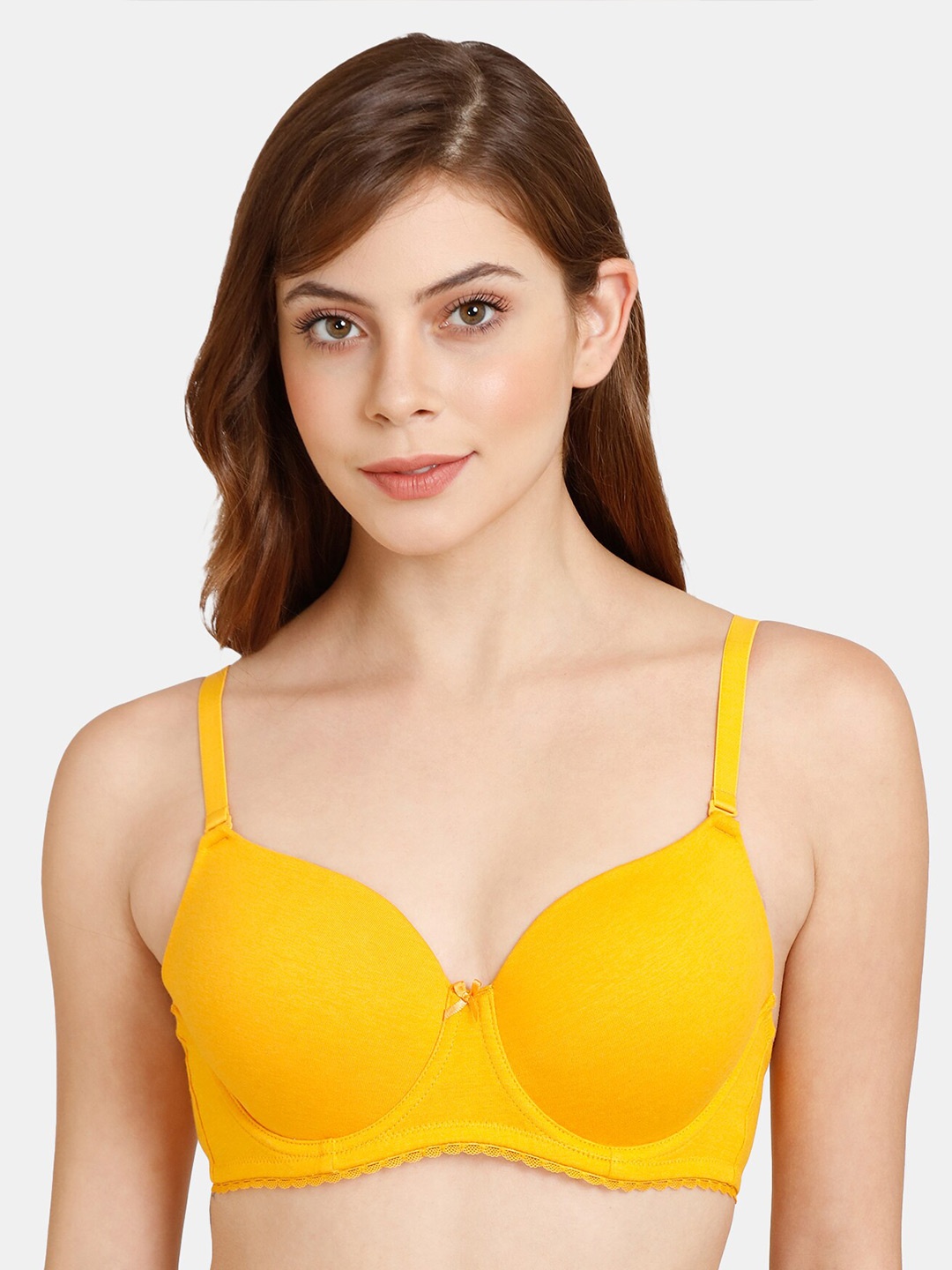 

Rosaline by Zivame Women Yellow Underwired Lightly Padded Cotton Bra