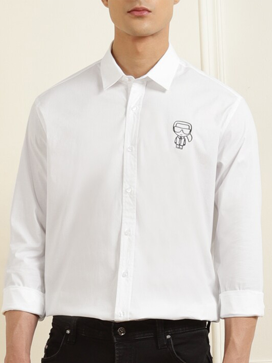 

Karl Lagerfeld Men White Cotton Casual Shirt
