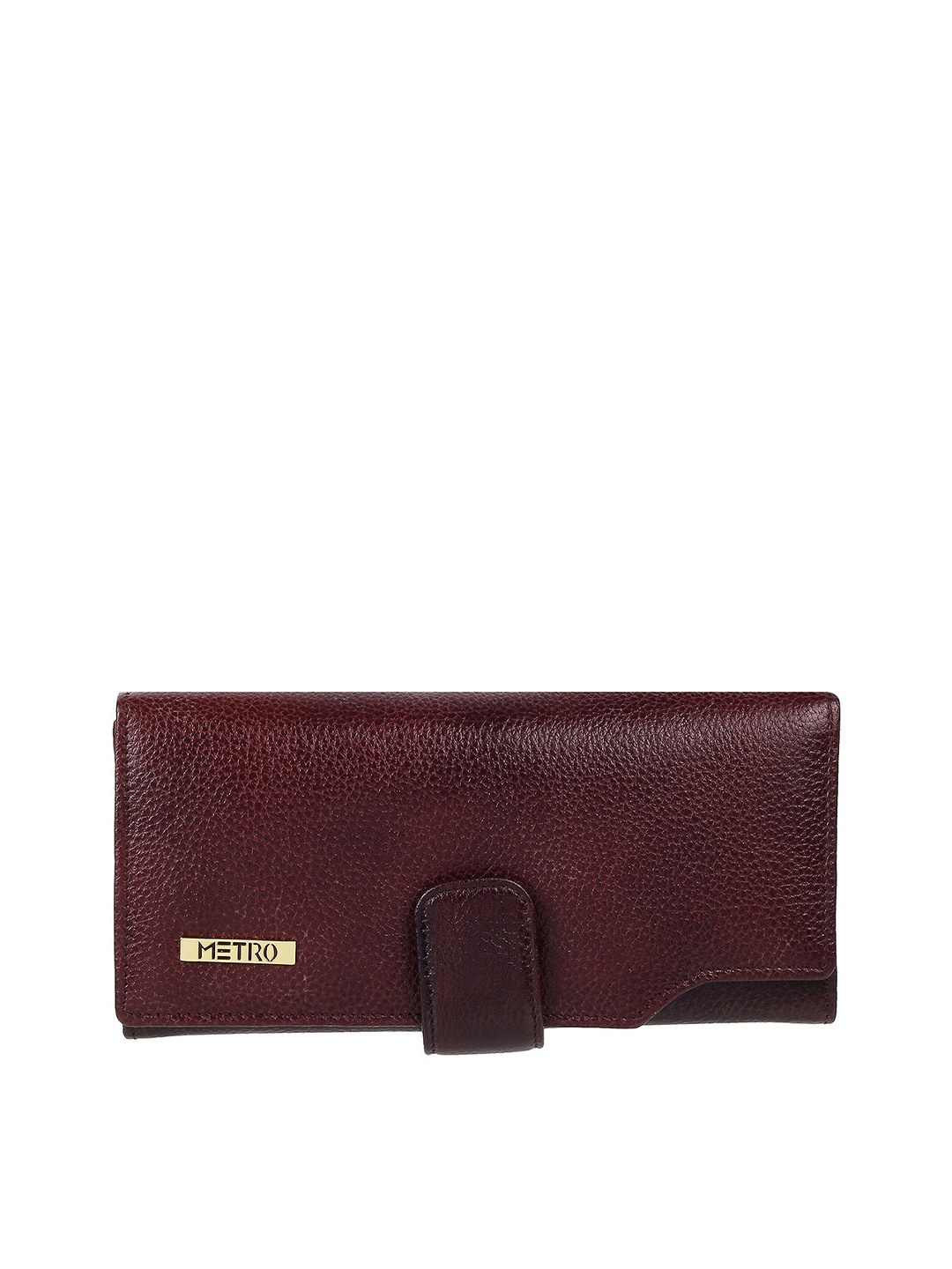 

Metro Women Brown Textured Leather Two Fold Wallet