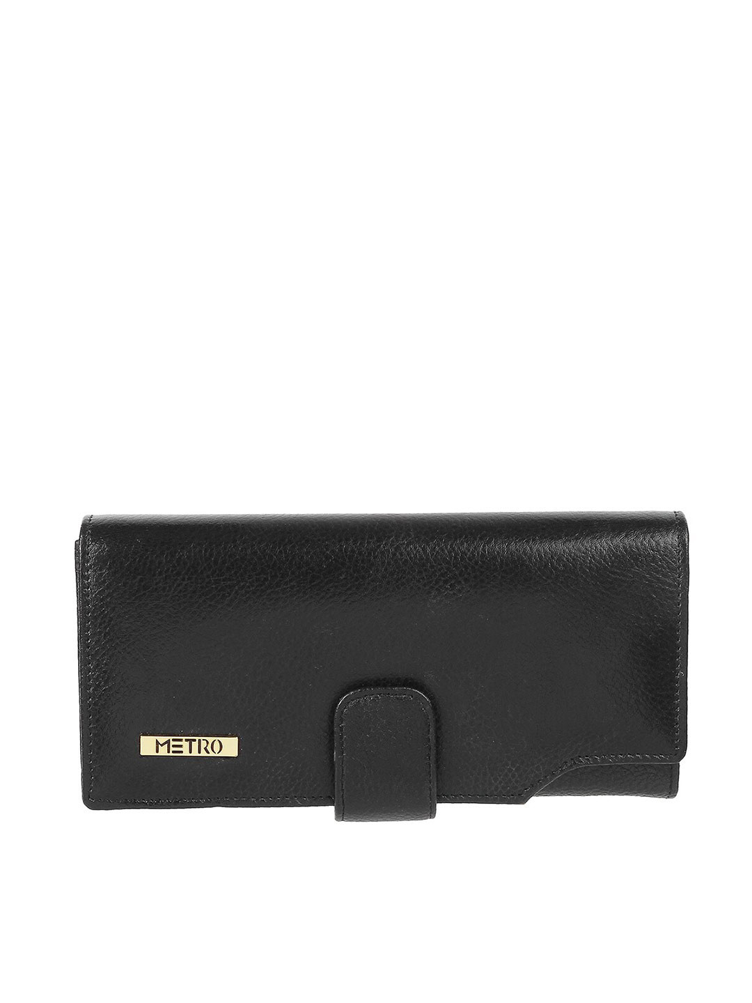 

Metro Women Black Leather Two Fold Wallet
