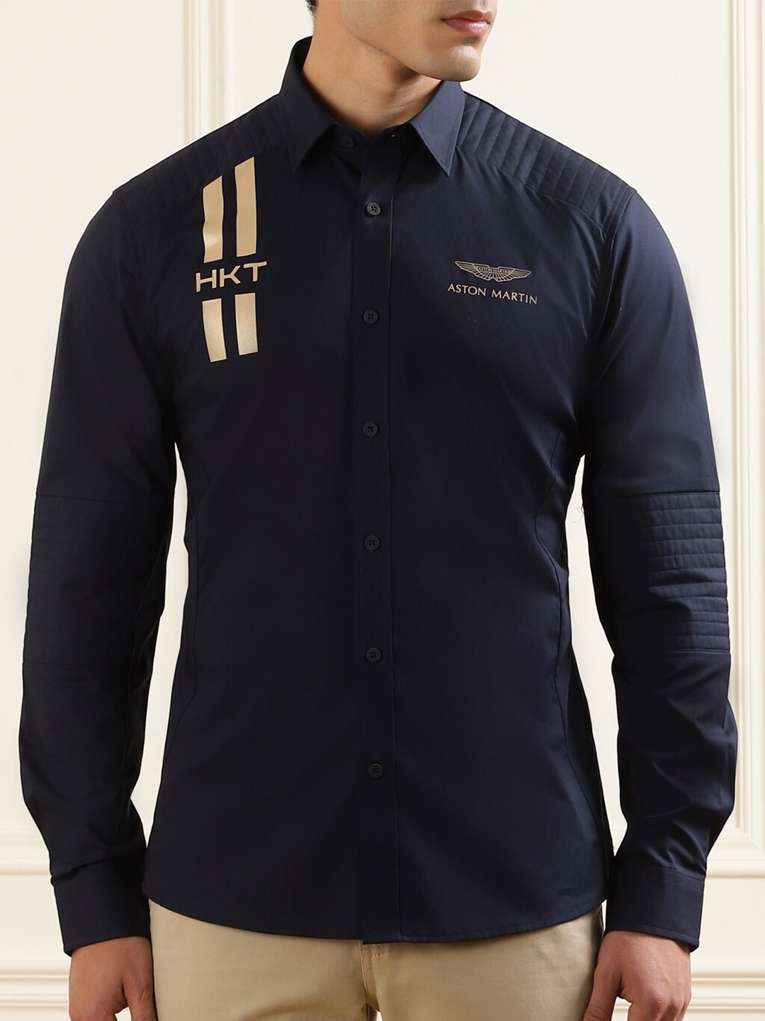 

HACKETT LONDON Men Navy Blue Printed Pure Cotton Casual Shirt
