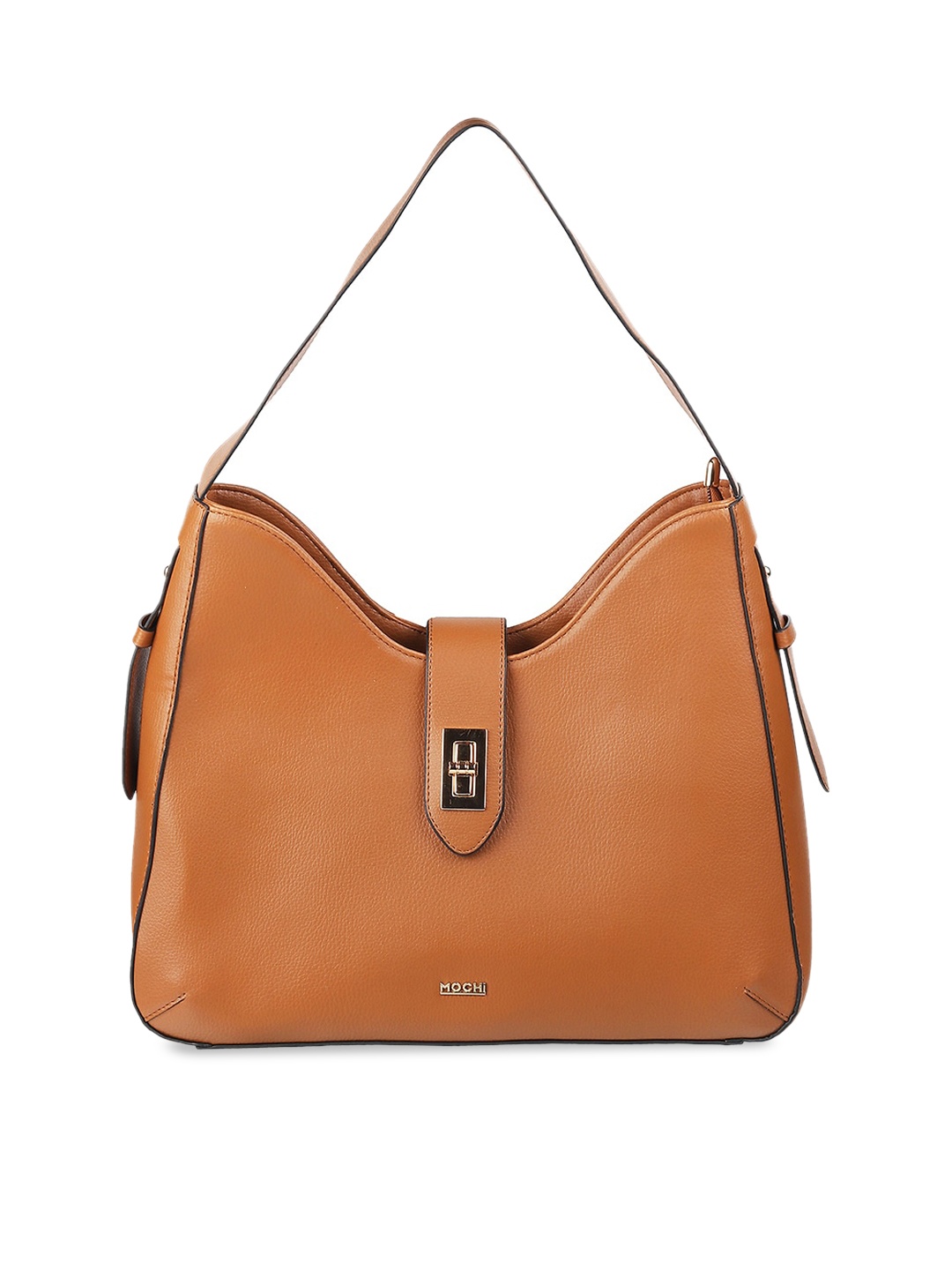 

Mochi Women Tan PU Structured Hobo Bag