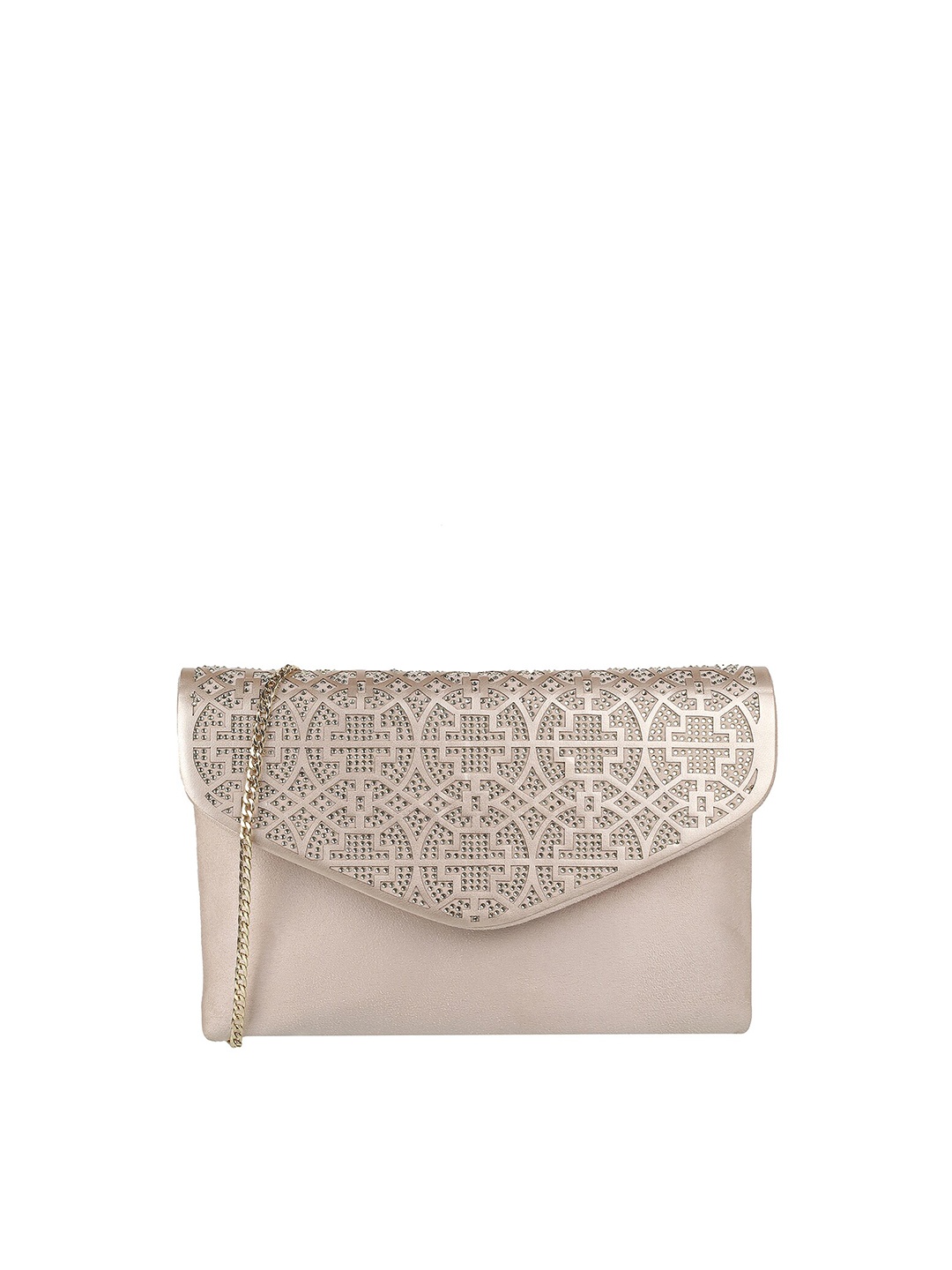 

Mochi Beige Textured Envelope Clutch