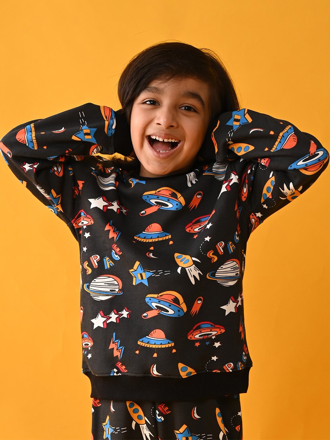 

Anthrilo Boys Black Printed Sweatshirt