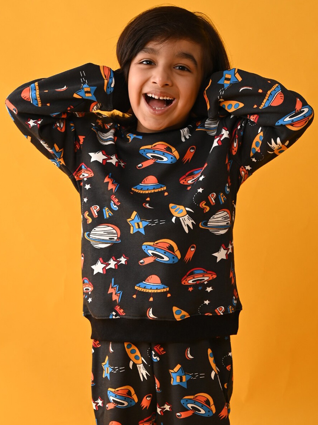 

Anthrilo Boys Black Printed Sweatshirt