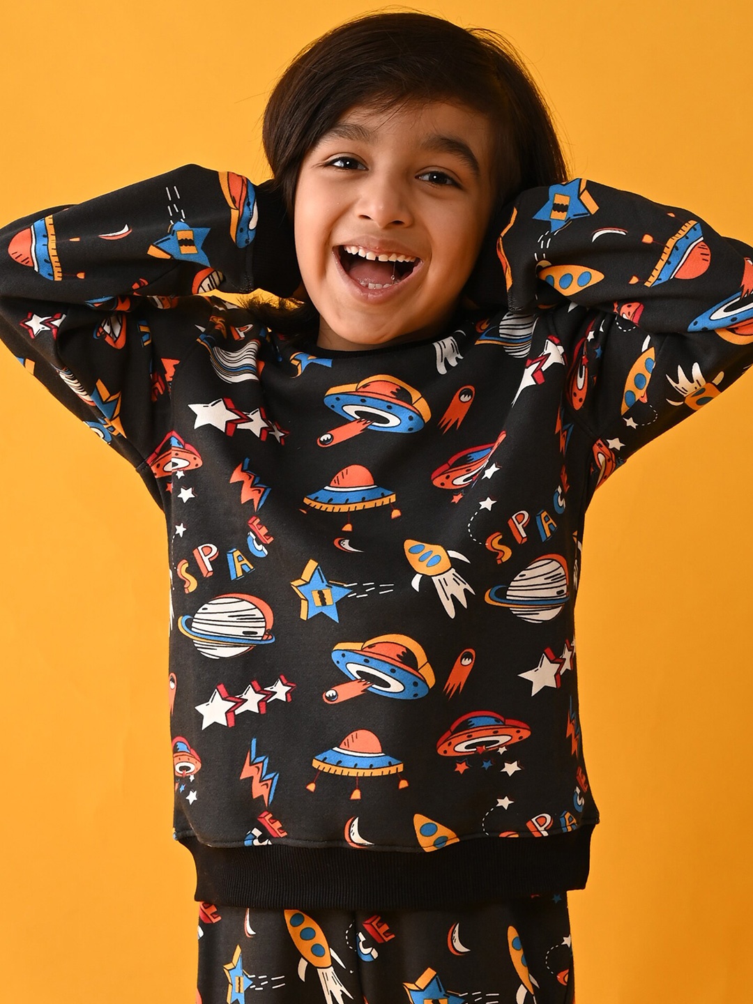 

Anthrilo Boys Black Printed Sweatshirt