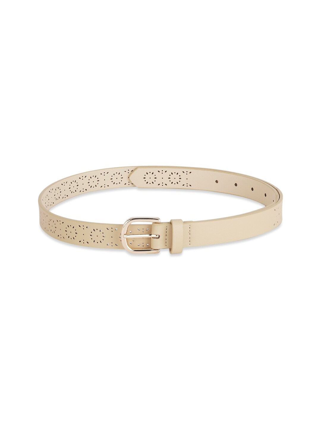 

Forever Glam by Pantaloons Women Cream-Coloured Textured PU Belt