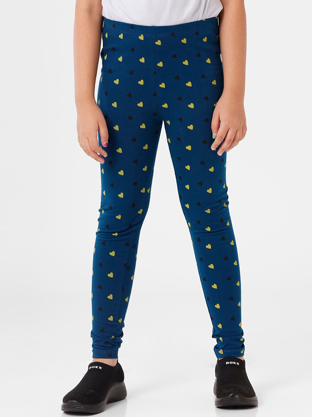 

De Moza Girls Blue Printed Cotton Printed Ankle Length Leggings