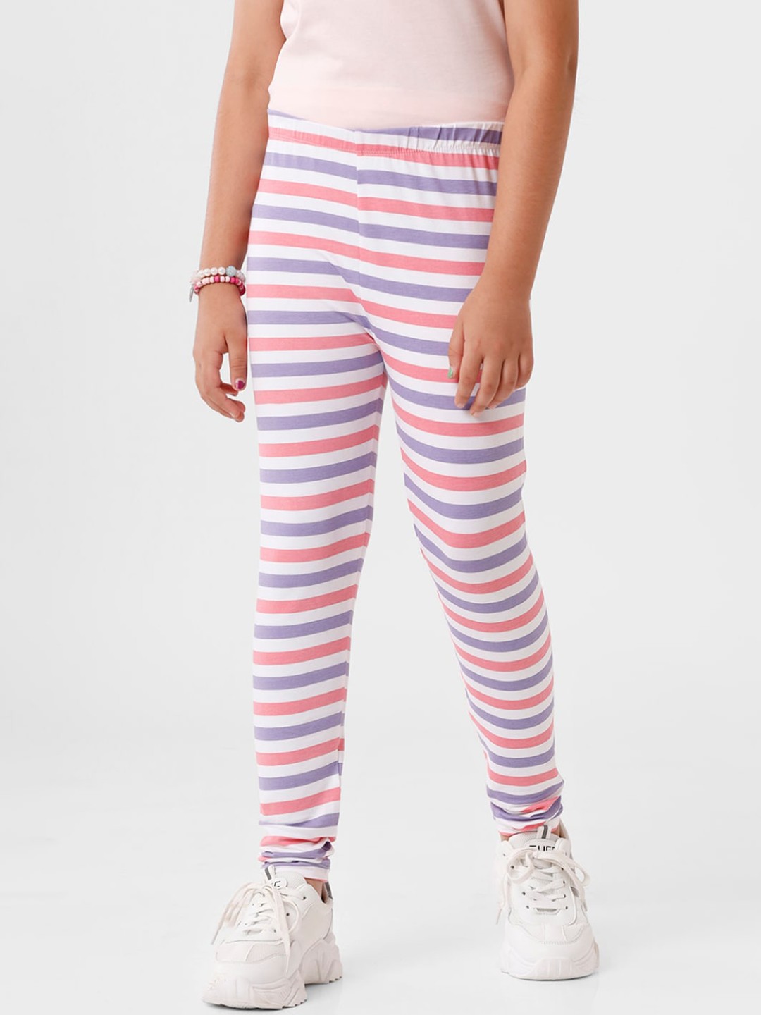 

De Moza Girls Pink Printed Pure Cotton Leggings