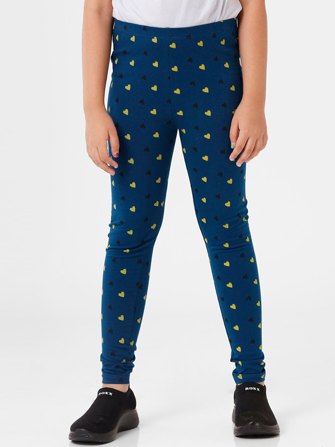 

De Moza Girls Blue Conversational Printed Churidar Length Cotton Leggings