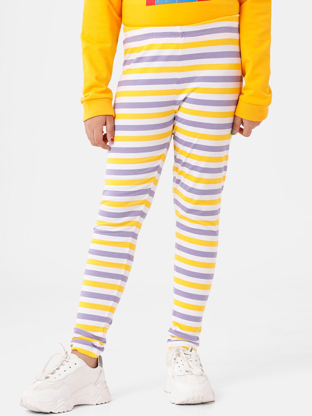 

De Moza Girls Yellow Striped Cotton Legging