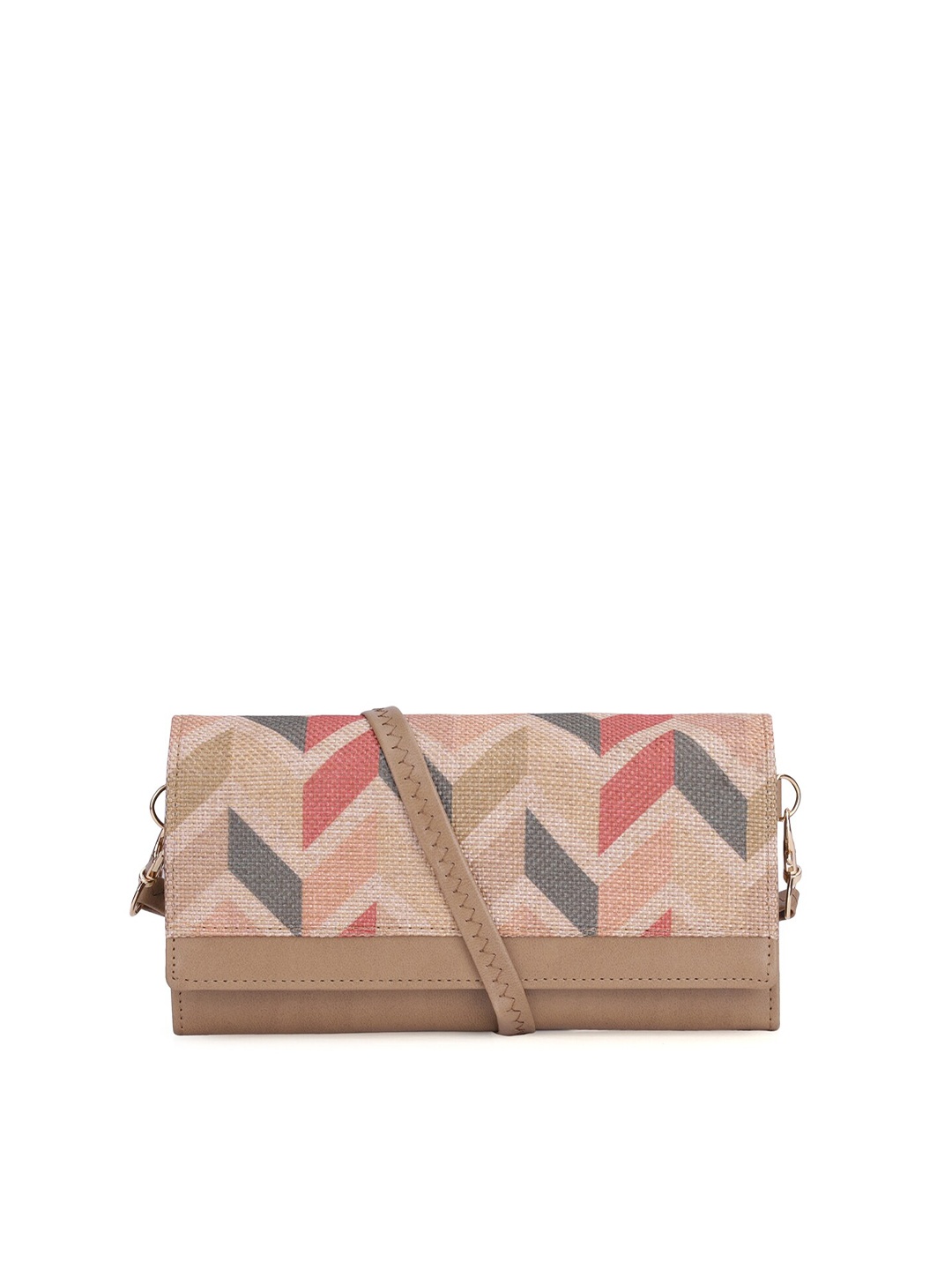 

THE CLOWNFISH Erika Cream-Coloured & Red Printed Envelope Clutch