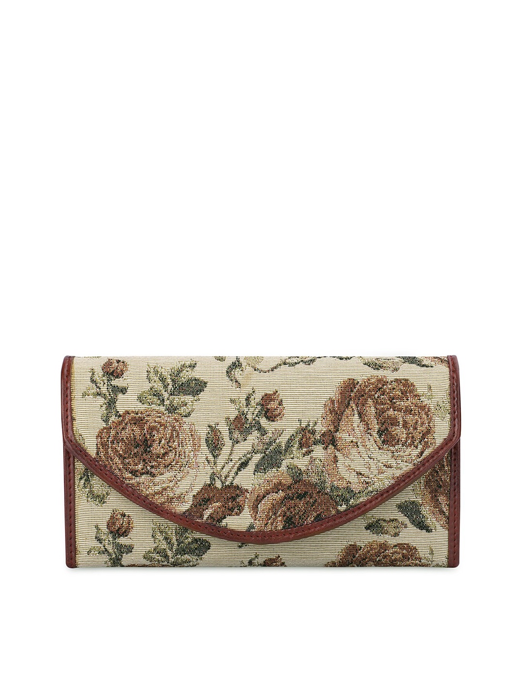 

THE CLOWNFISH Women Brown & Cream-Coloured Floral Printed Envelope