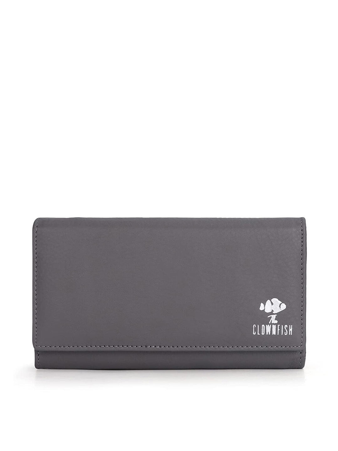 

THE CLOWNFISH Women Grey Leather Two Fold Wallet