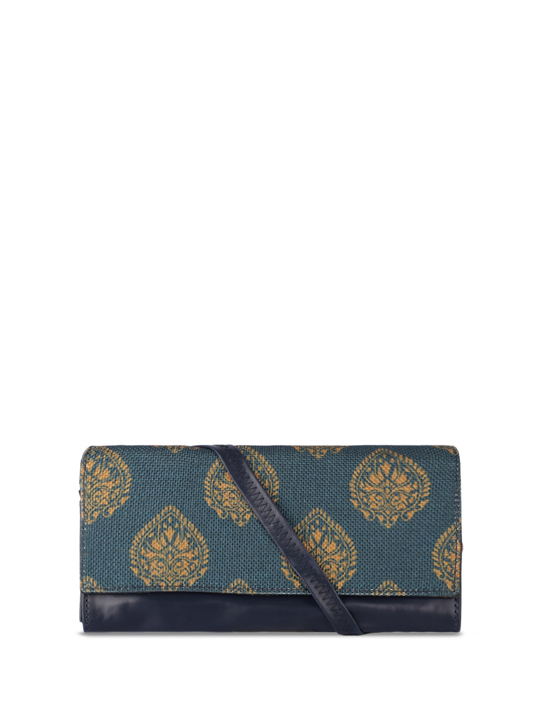 

THE CLOWNFISH Women Navy Blue & Gold-Toned Ethnic Motifs Envelope