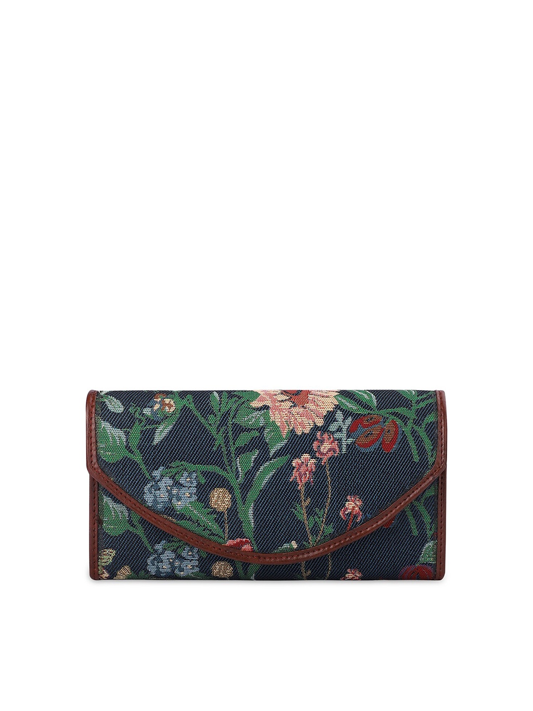 

THE CLOWNFISH Women Navy Blue & Green Floral Printed Envelope