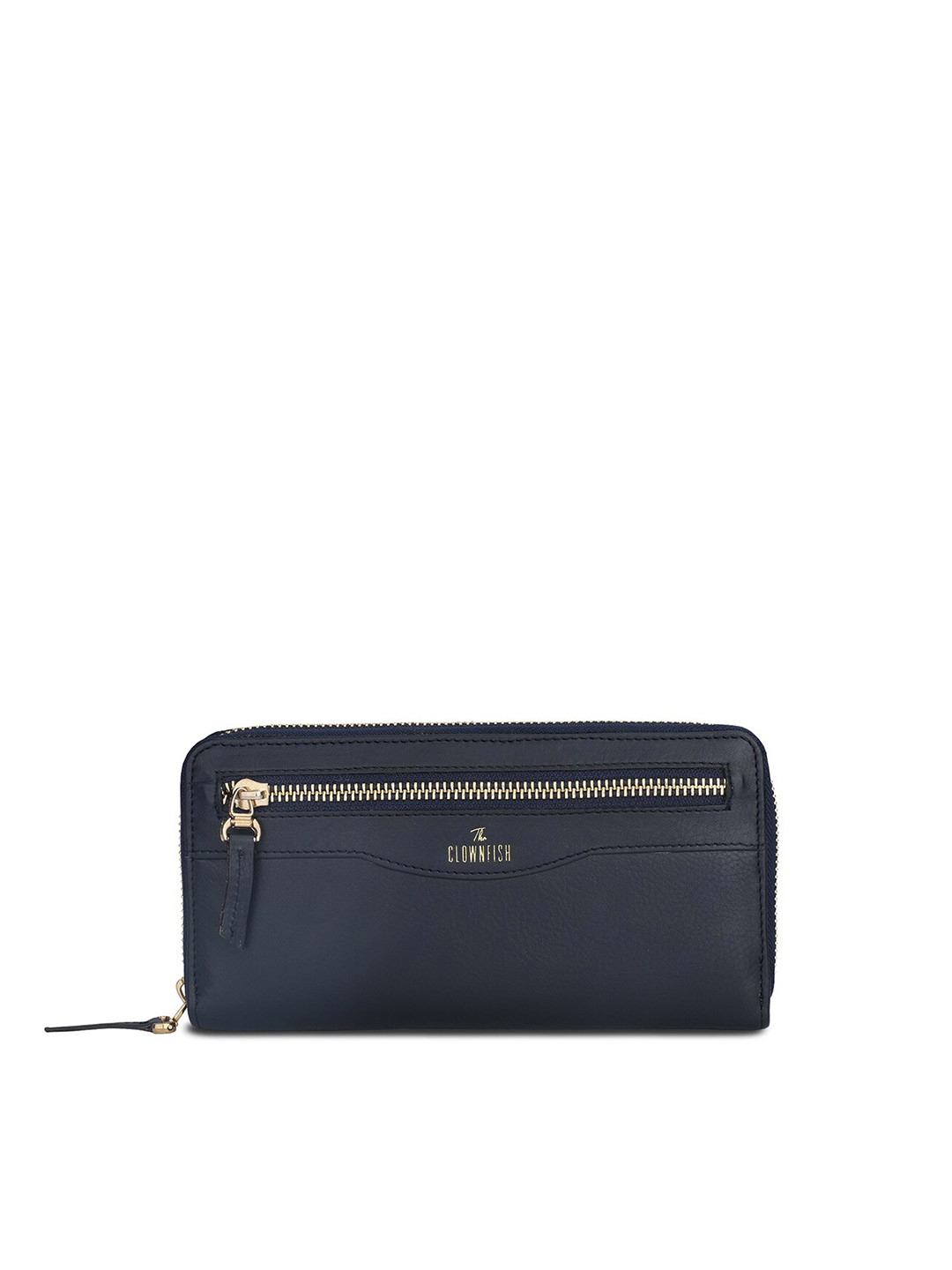 

THE CLOWNFISH Eliana Women Navy Blue Leather Zip Around Wallet