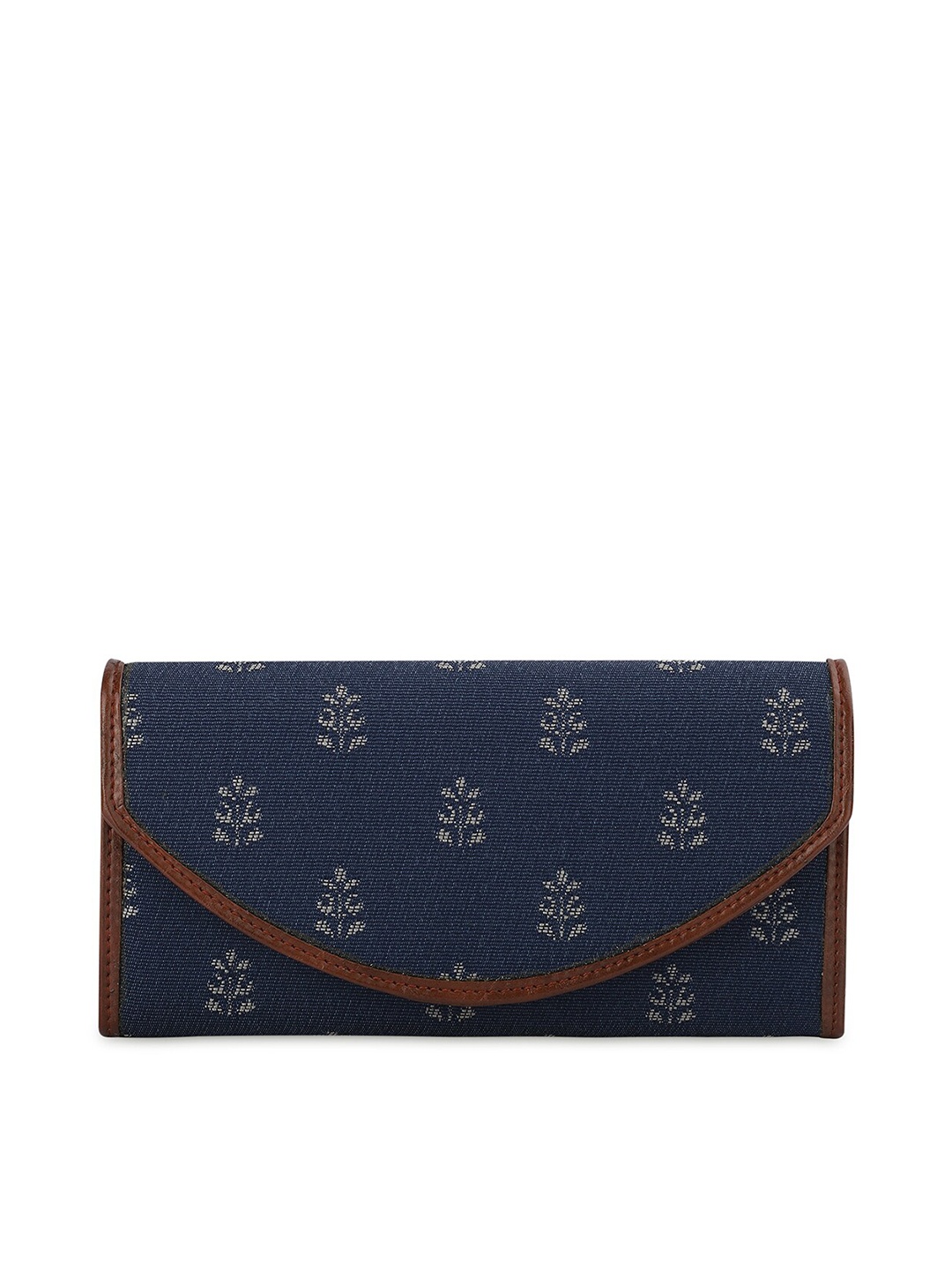 

THE CLOWNFISH Women Navy Blue & White Ethnic Motifs Woven Design Envelope