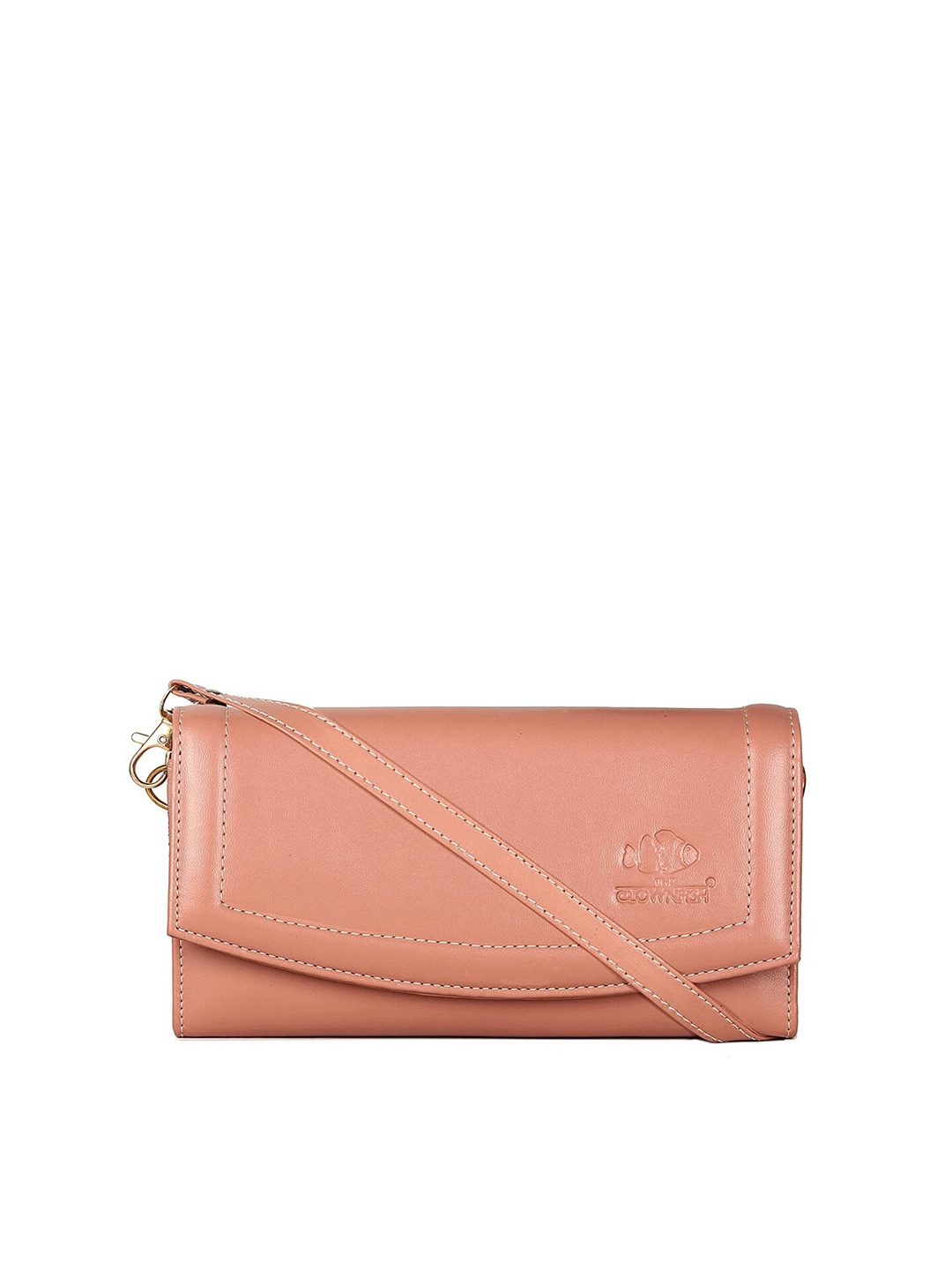 

THE CLOWNFISH Women Peach Solid Synthetic Leather Envelope