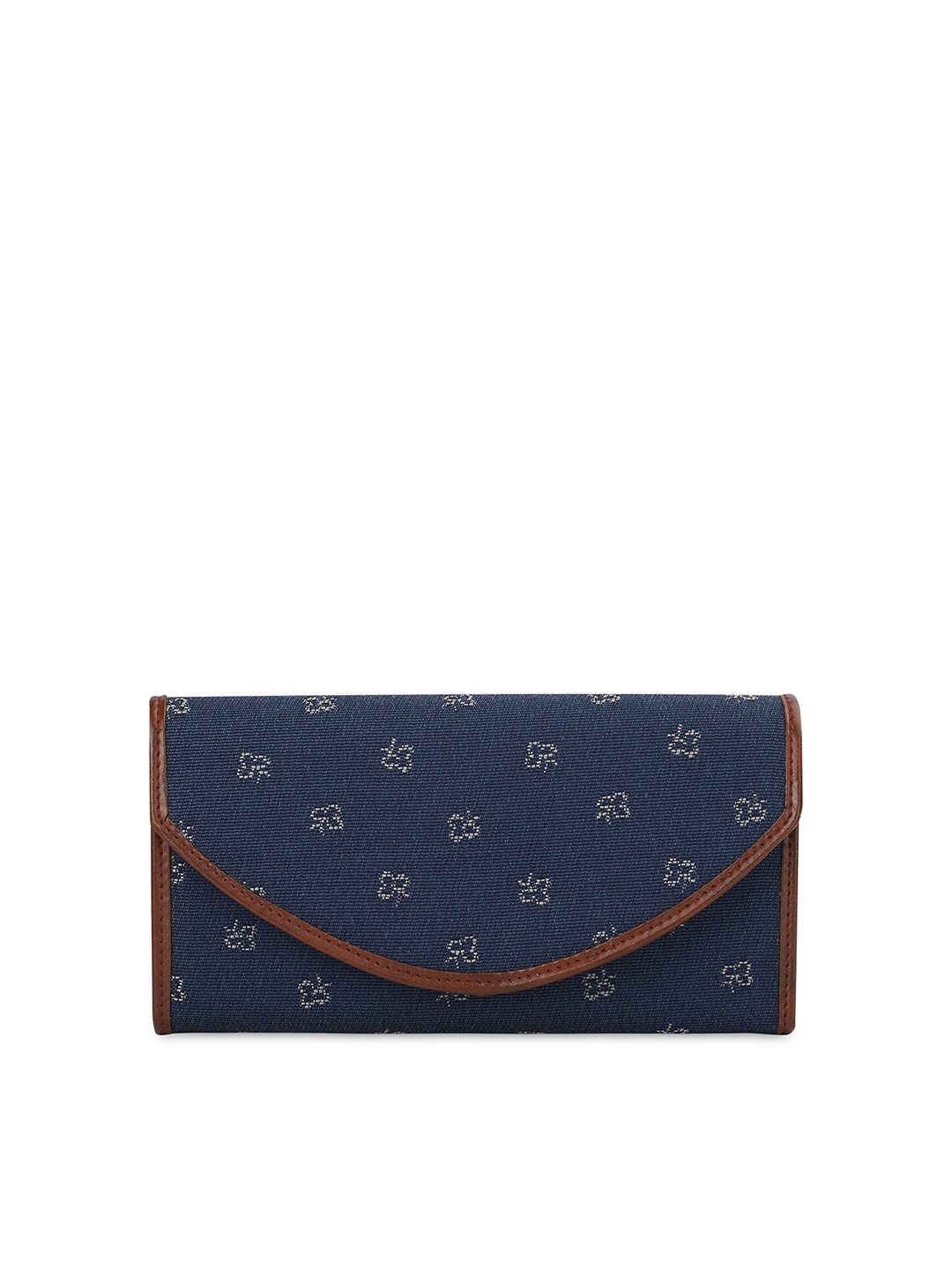 

THE CLOWNFISH Women Navy Blue & Brown Floral Woven Design Envelope