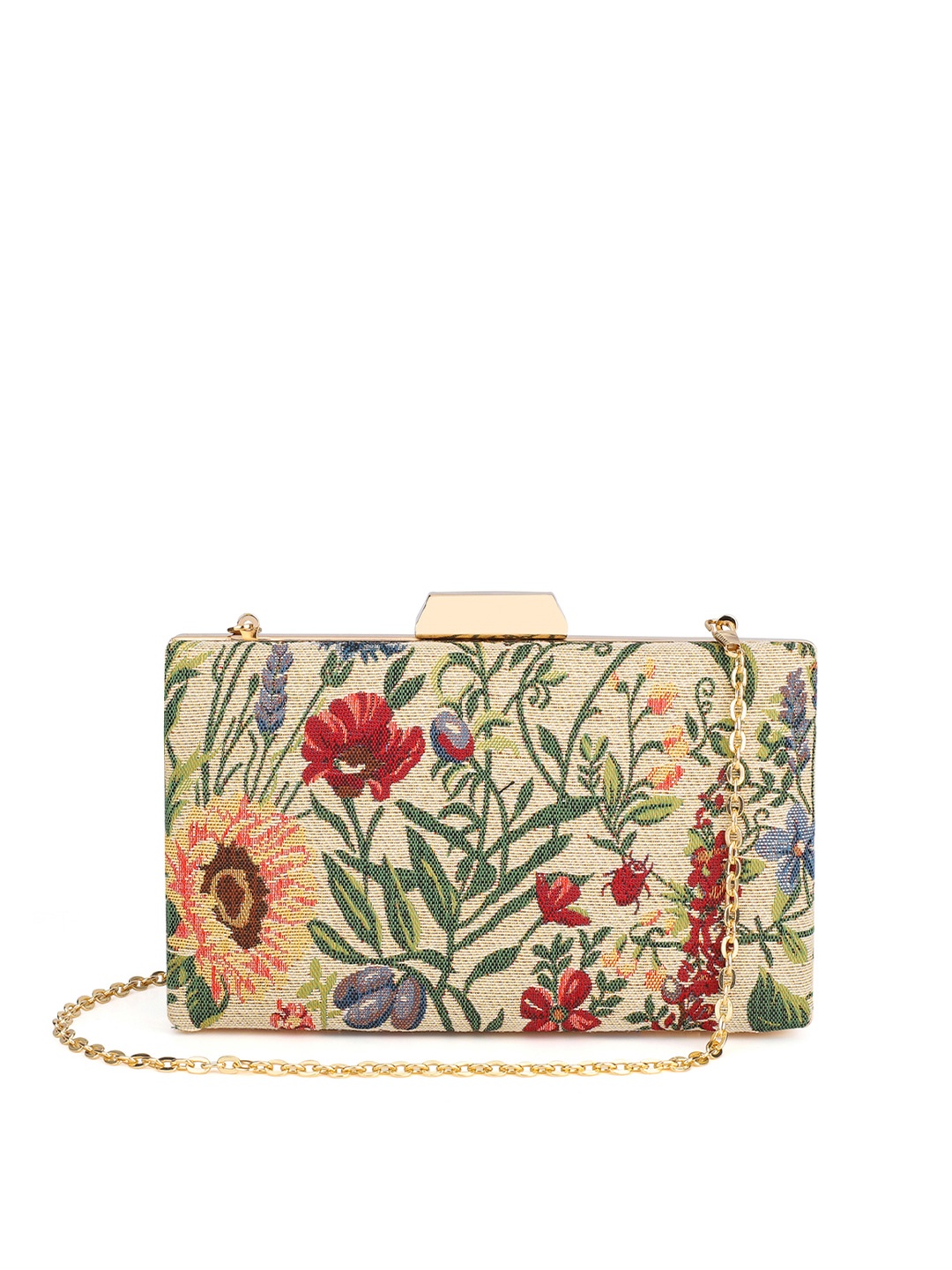 

THE CLOWNFISH Women Beige & Red Floral Two Fold Wallet
