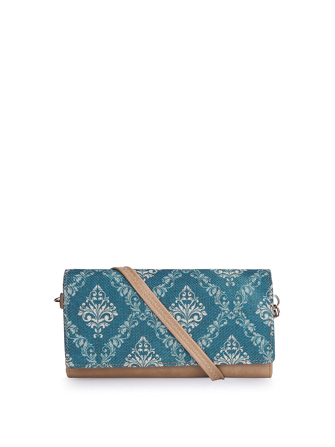 

THE CLOWNFISH Jolene Blue & Brown Ethnic Motifs Envelope Wallet