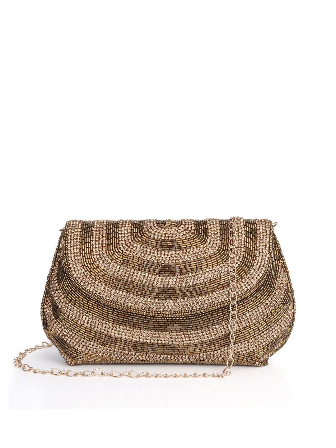 

THE CLOWNFISH Embellished Envelope Clutch, Gold