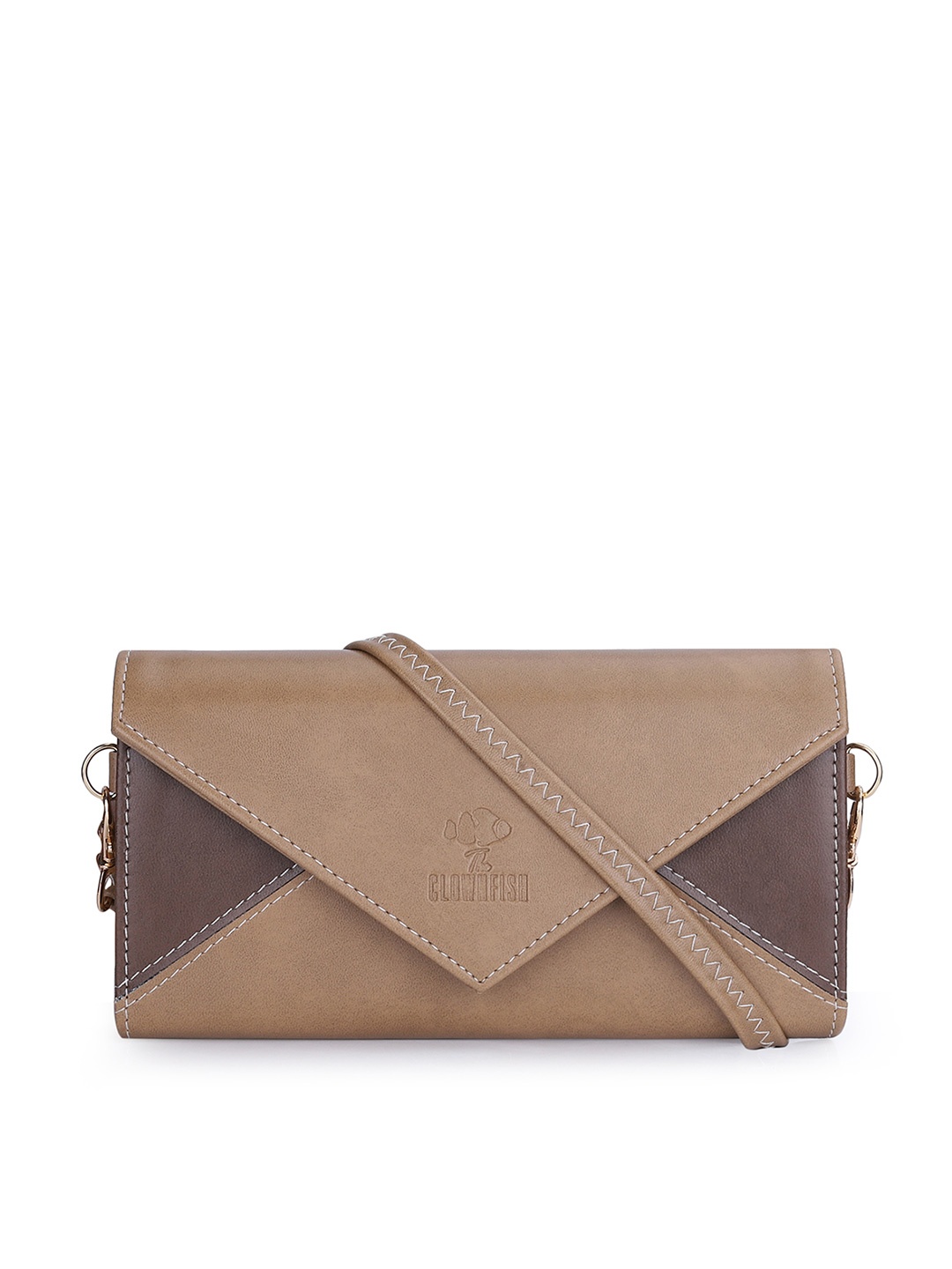 

THE CLOWNFISH Asmi Women Brown & Cream-Coloured Colourblocked Envelope