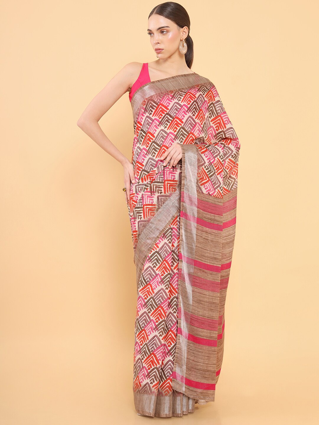 

Soch Beige & Fuchsia Silk Blend Saree