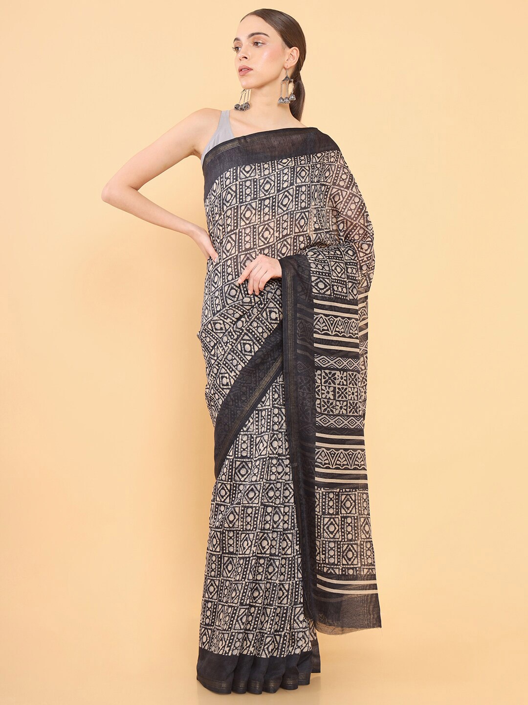 

Soch Grey & Off White Silk Blend Saree