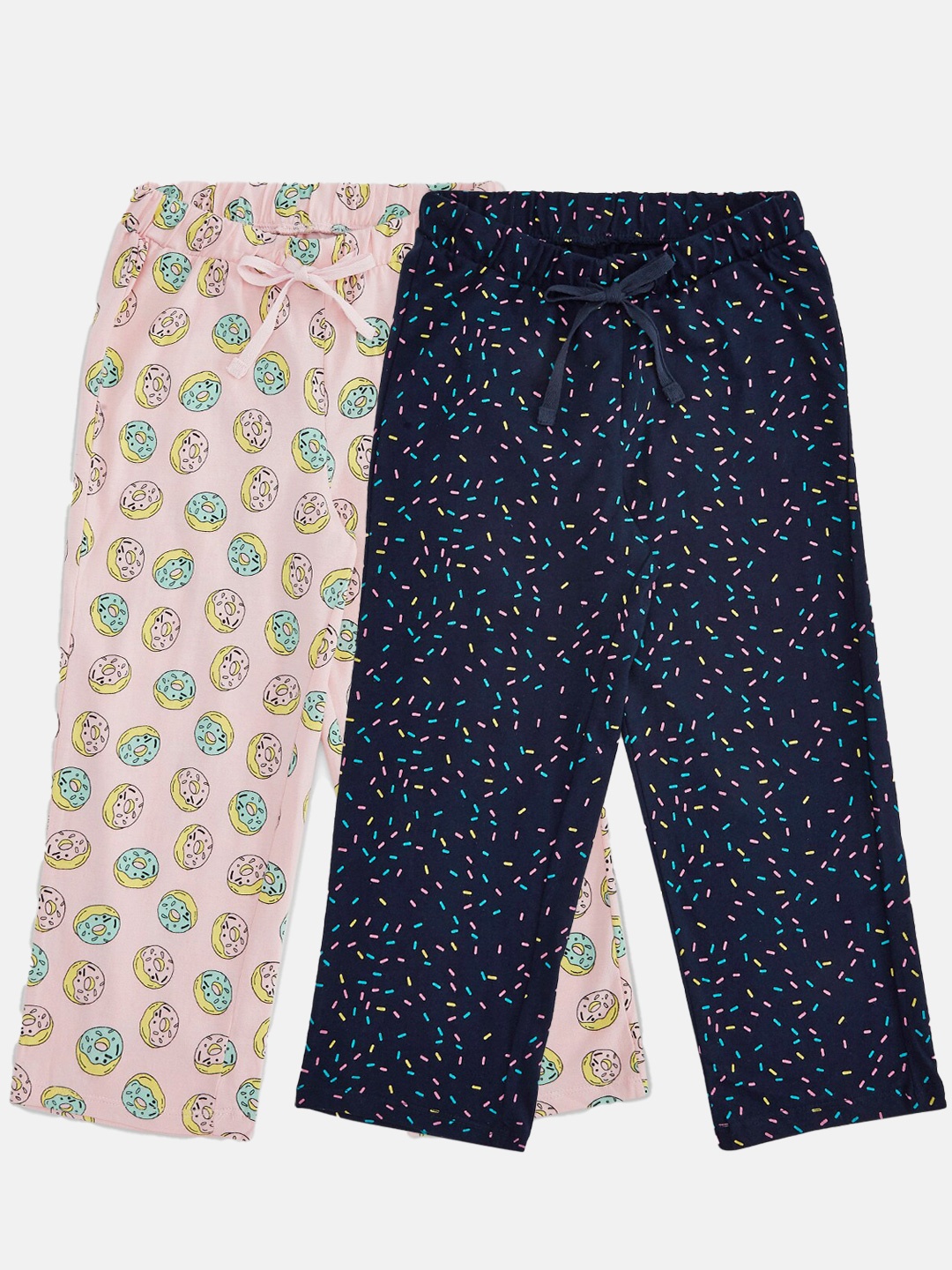 

Pantaloons Junior Girls Pack of 2 Printed Cotton Lounge Capris, Pink