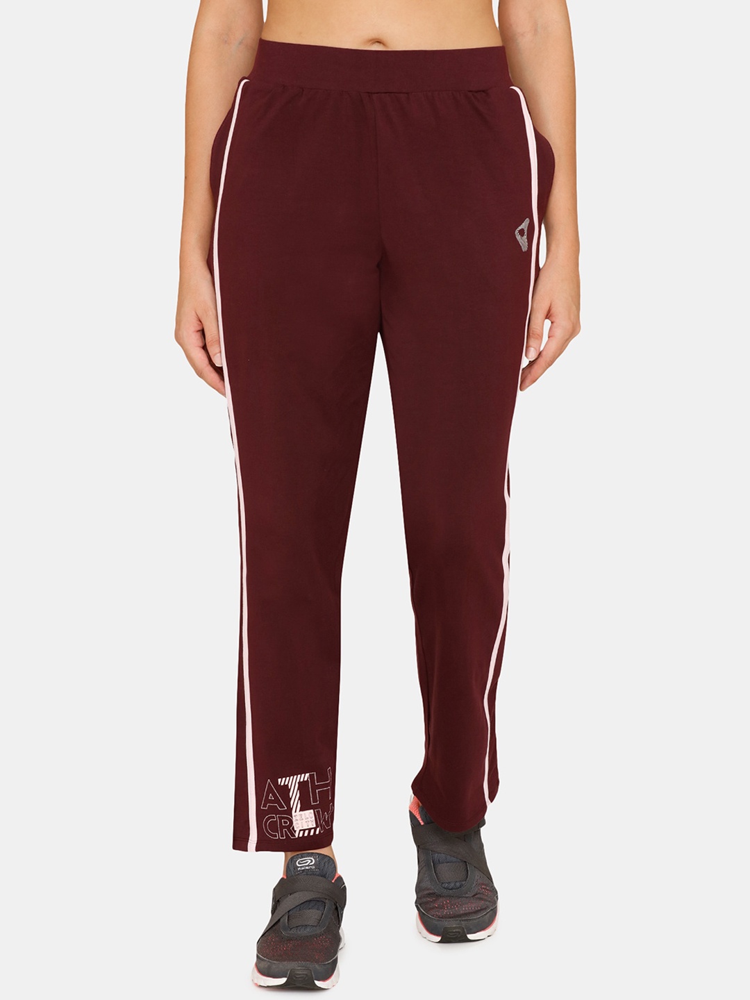 

Zelocity by Zivame Women Maroon Solid Track Pants