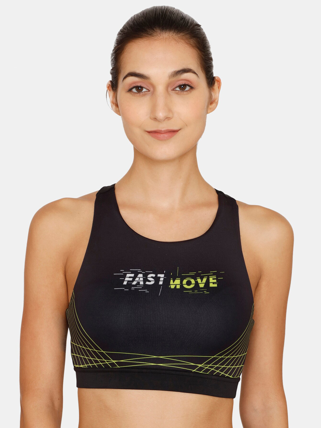 

Zelocity by Zivame Black Typography Printed Sports Bra