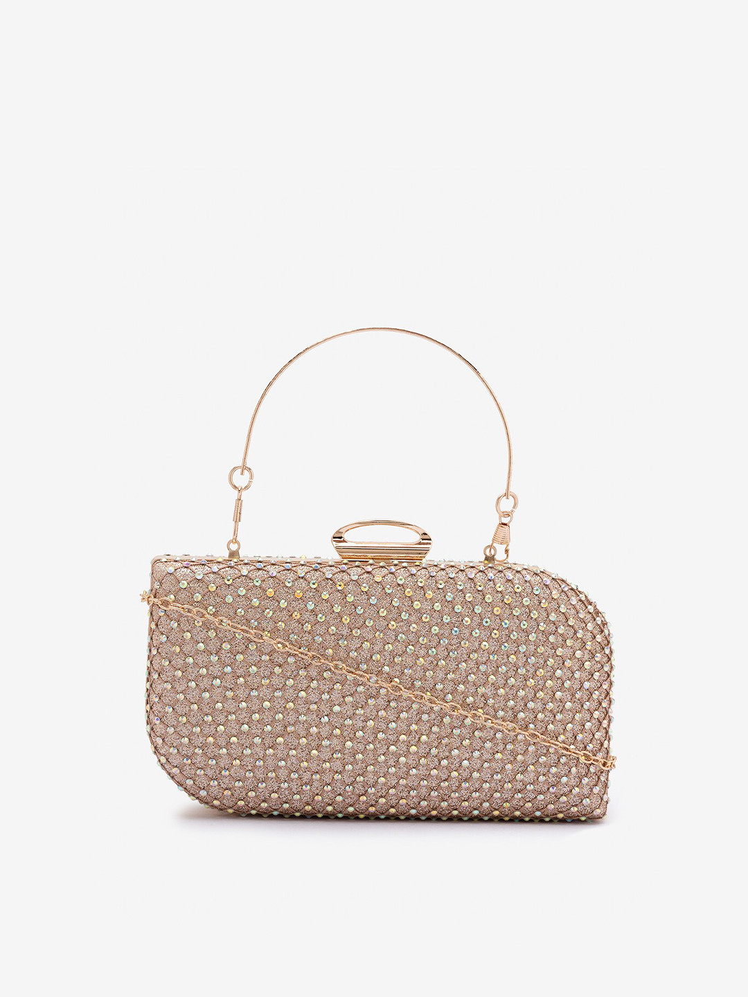 

Globus Rose Gold Embellished Embellished Box Clutch