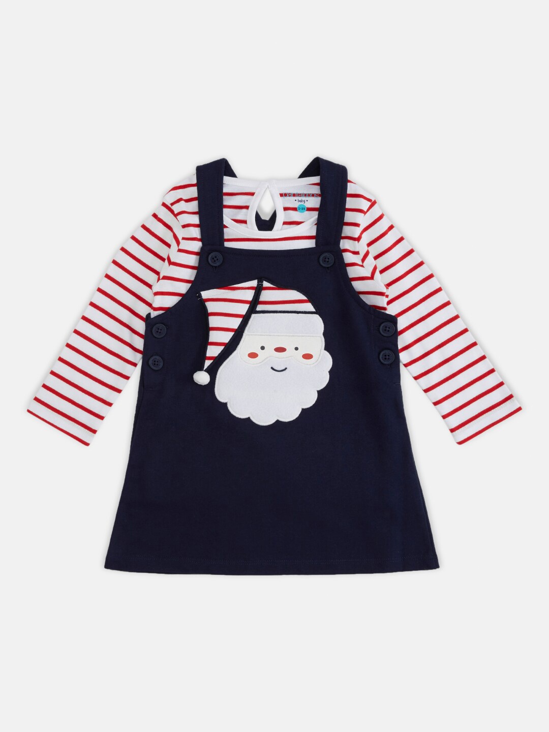 

Pantaloons Baby Girls Blue & White Pure Cotton Striped T-shirt