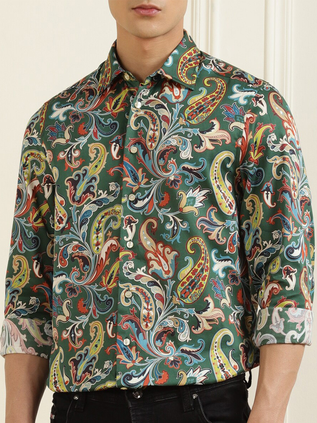 

ETRO Men Green Printed Pure Cotton Casual Shirt