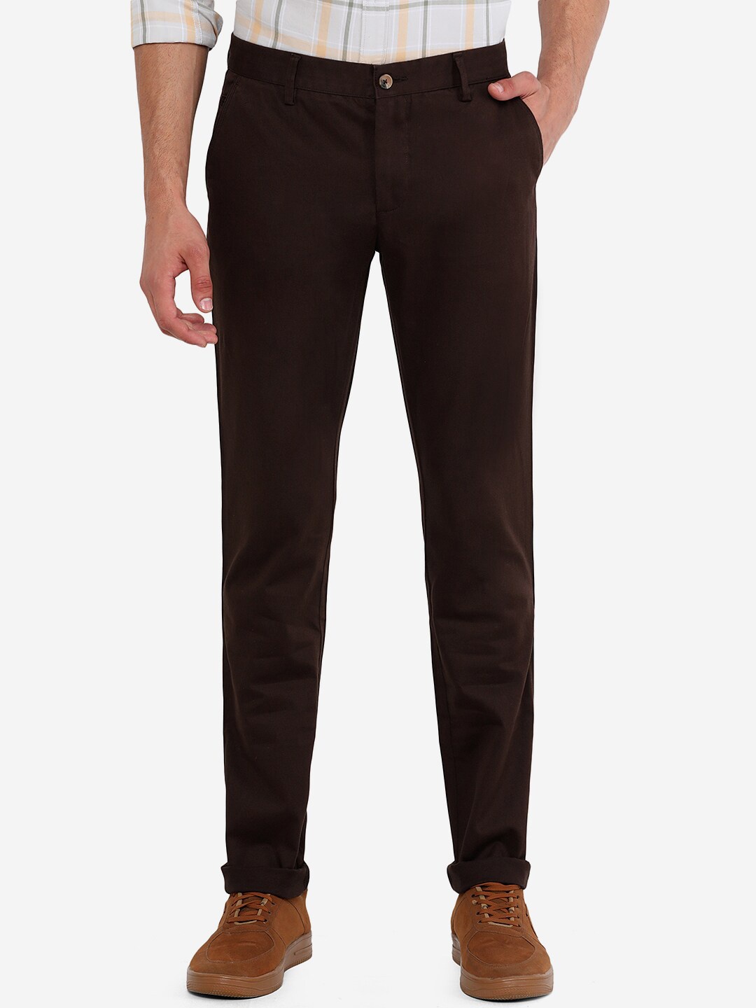 

Greenfibre Men Brown Slim Fit Pure Cotton Trouser