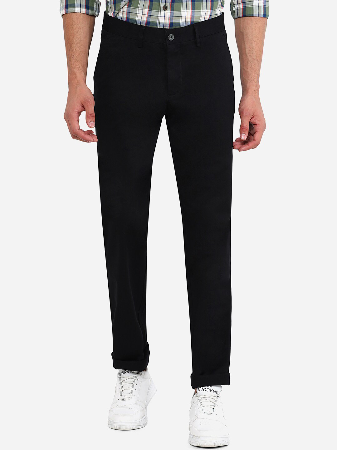 

Greenfibre Men Black Slim Fit Cotton Chinos Trousers