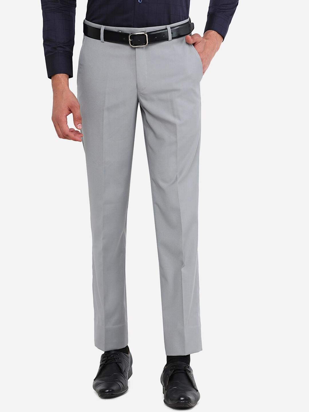 

Greenfibre Men Grey Slim Fit Trousers