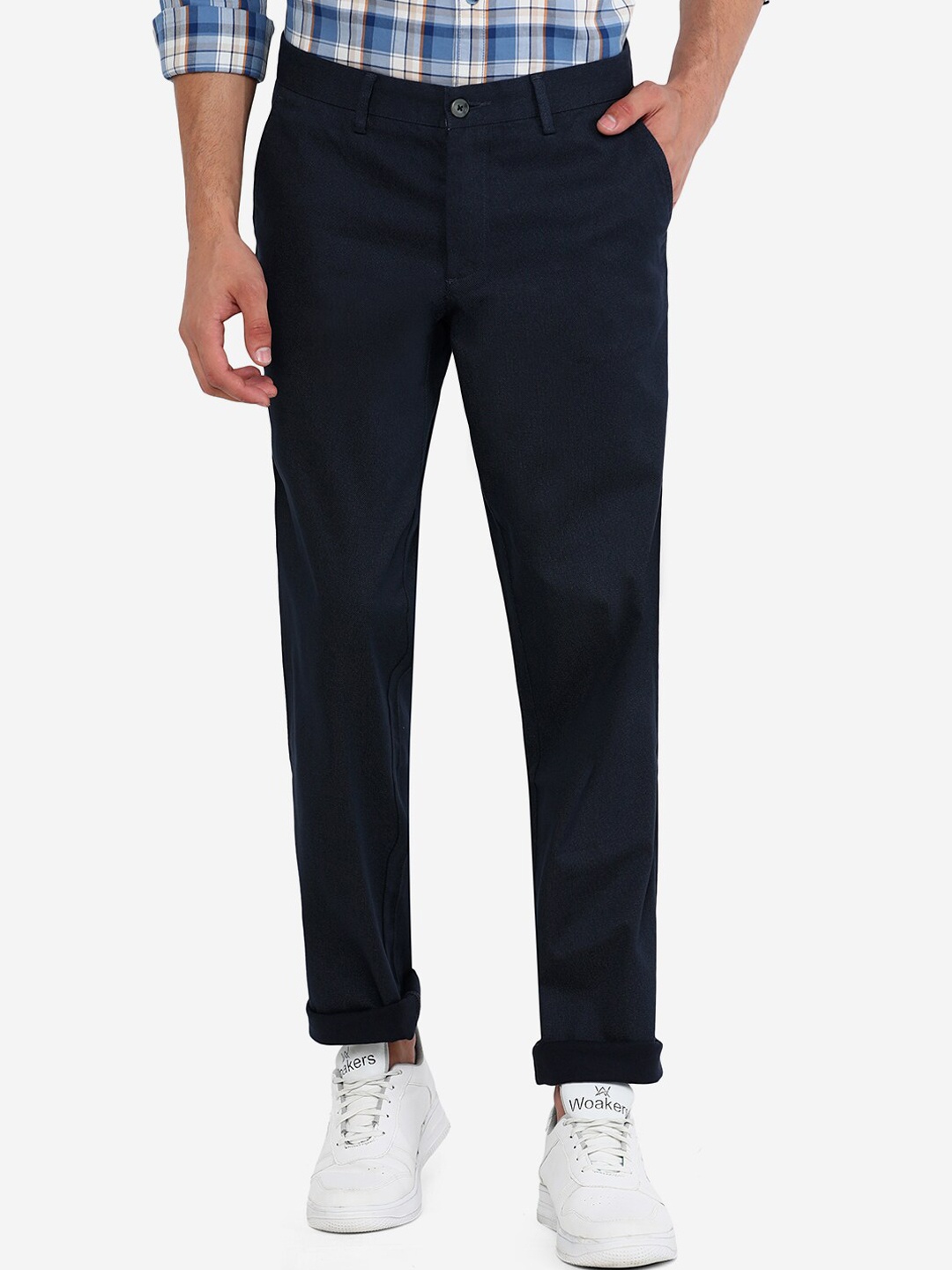 

Greenfibre Men Blue Slim Fit Cotton Trousers