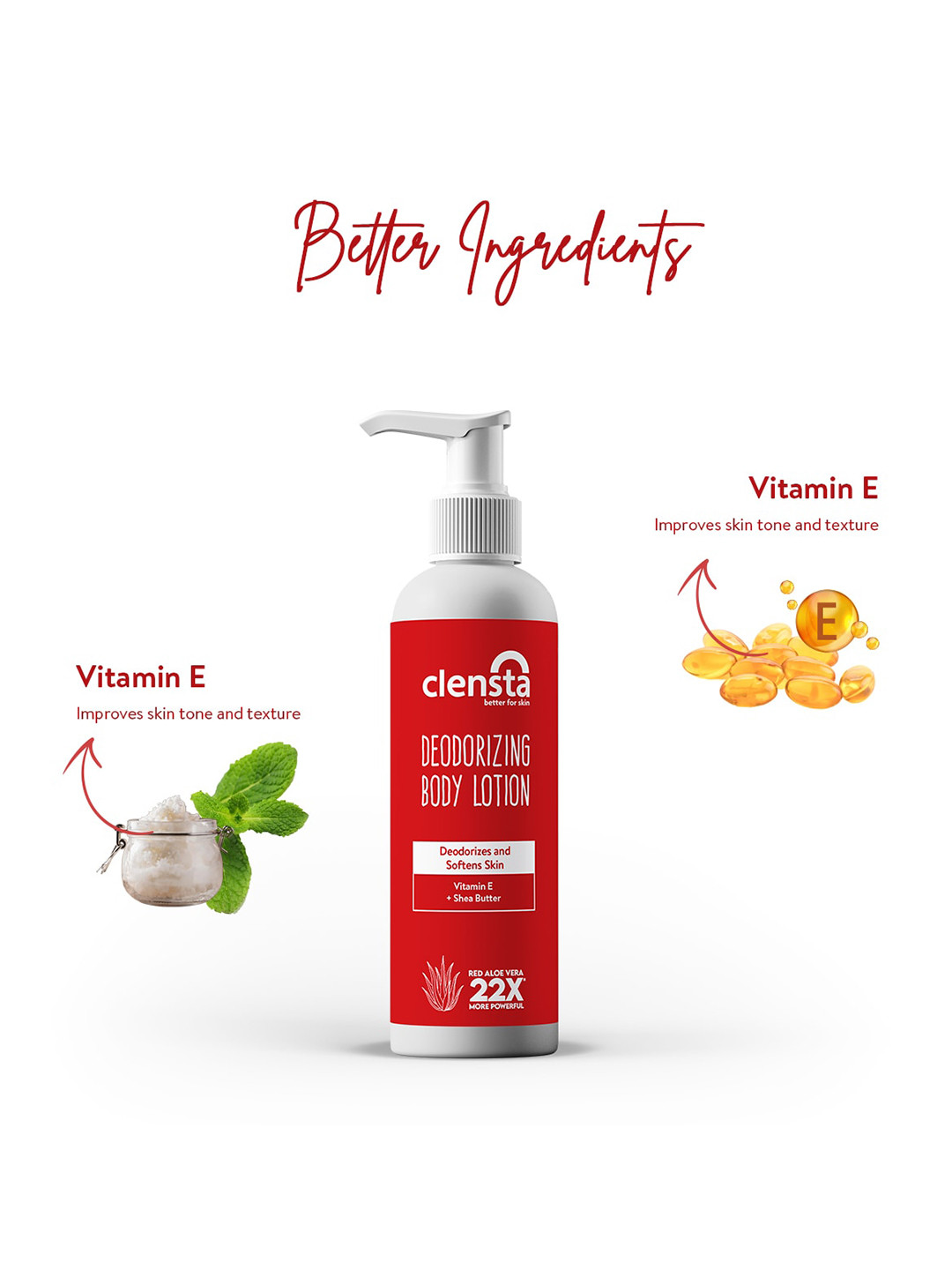 

Clensta Deodorizing & Softening Body Lotion with Vitamin E & Shea Butter 200ml, Red