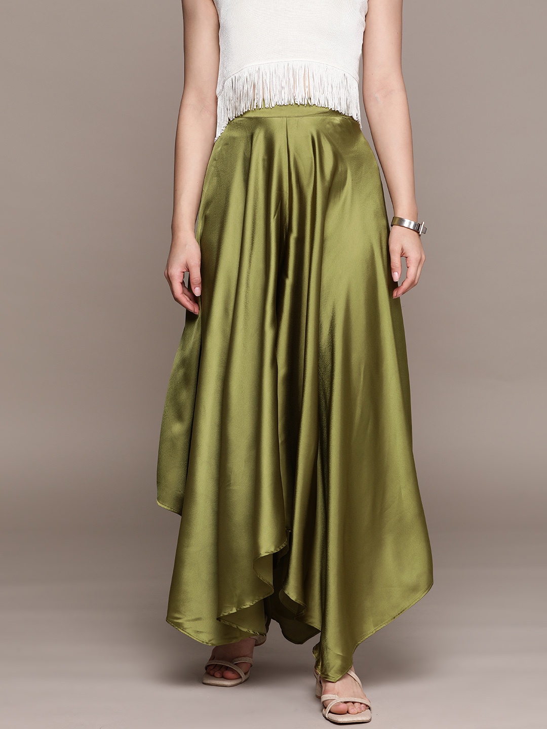 

aarke Ritu Kumar Women Asymmetric Palazzos, Olive